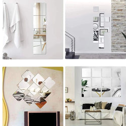 (silver )square Mirror Home Wall Art 6 In 1 Box