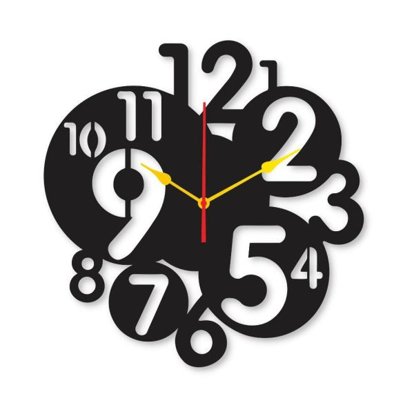 Small To Big Digit Dial 12×12 Wall Clock I Wall Clocks For Bedroom I Quartz Watch Diy Design Black Color