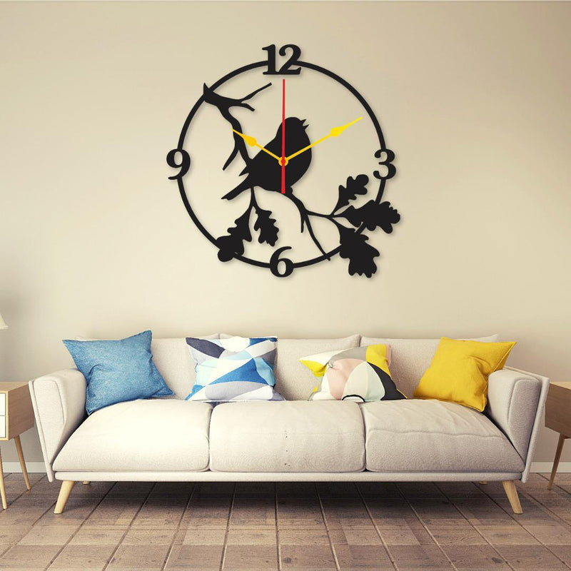 Spparow Dial 12×12 Wall Clock I Wall Clocks For Bedroom I Quartz Watch Diy Design Black Color