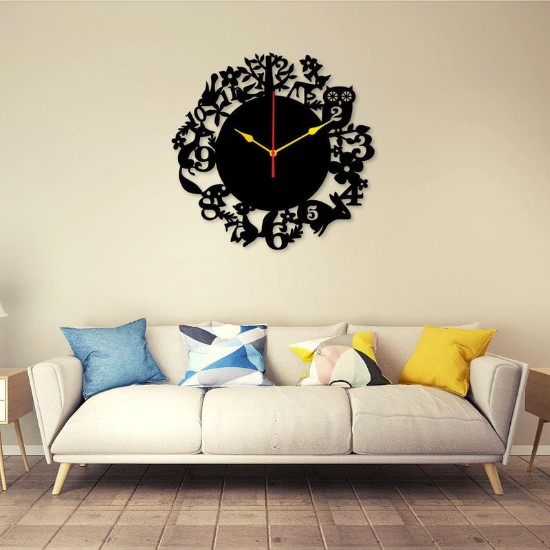 Jungle Dial 12×12 Wall Clock I Wall Clocks For Bedroom I Quartz Watch Diy Design Black Color