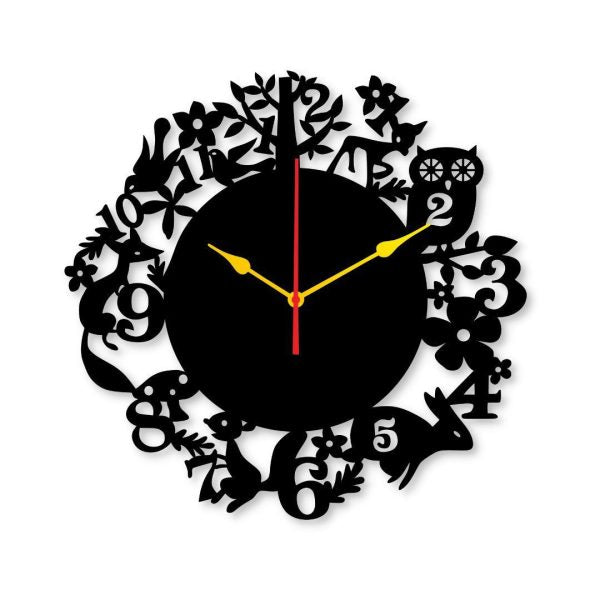 Jungle Dial 12×12 Wall Clock I Wall Clocks For Bedroom I Quartz Watch Diy Design Black Color