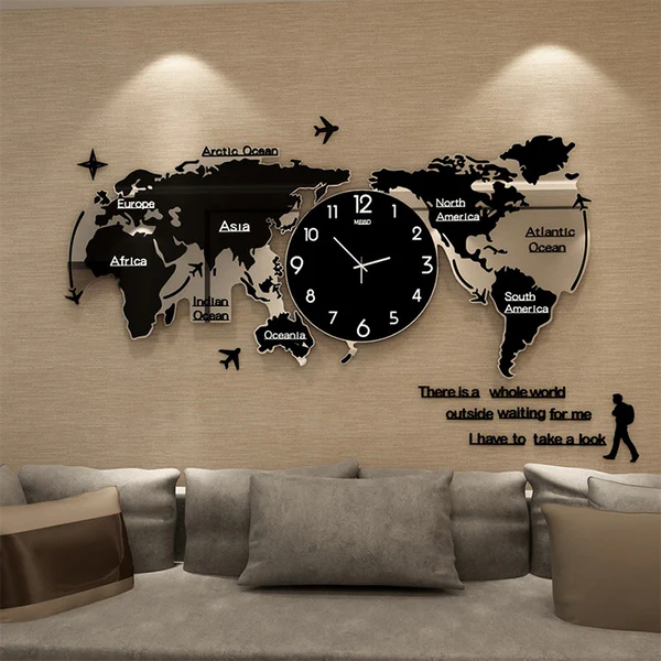 3d Digital World Map Wall Clock