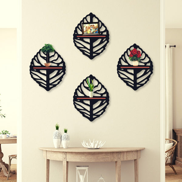 (pack Of 4)round Leaf Shelves Art Home Decorations