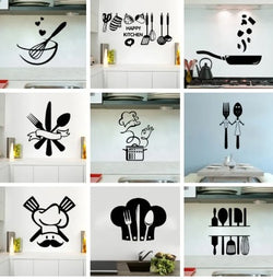 9 Different Piece Kitchenwares Wall Stickers Decorative Sticker | 12×12 Inch Each Sticker