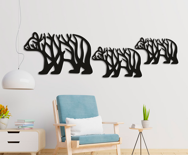 Home Decor 3 Pcs Bear Wooden Wall Art D25