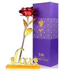 24k Gold Plated Rose (with Love Holder Box) Gift Ramazan Greeting Mother’s Day Gift Flower Gold Dipped Rose