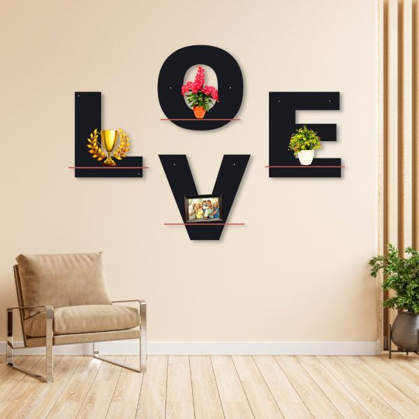 Love Shelves Pack Of Four Wall Art Style Modern Design Decoration